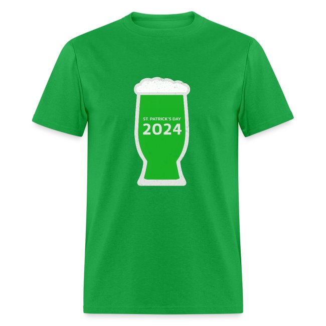 St. Patrick's Day 2024 green beer glass t-shirt design.