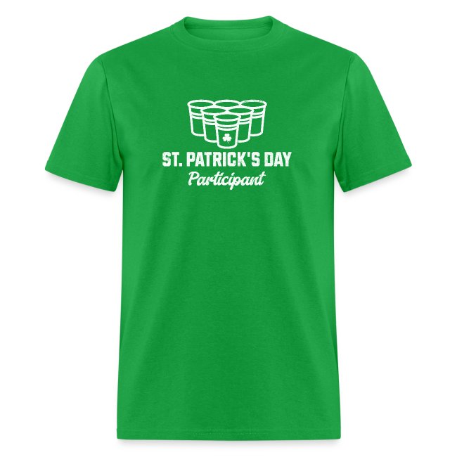 St. Patrick's Day participant green t-shirt.