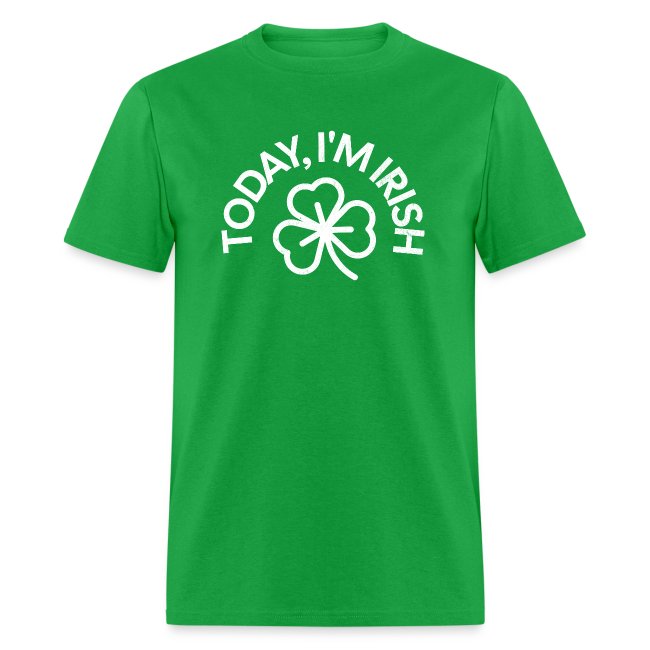 St. Patrick's Day "Today, I'm Irish" styles shamrock green t-shirt.