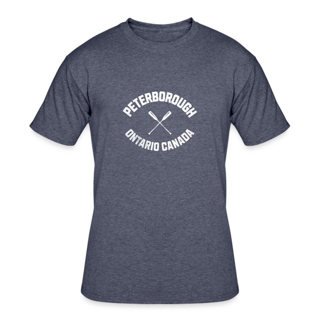 T-shirt featuring "Peterborough Ontario Canada" surrounding crossed paddles.