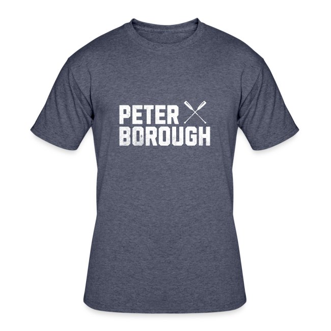 Peterborough t-shirt: Big block letters that say "Peterborough" accompanied by crossed paddles.